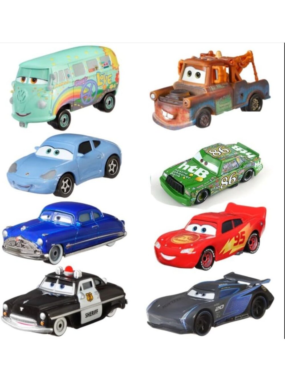 6PCS Movie Cars 2 3 Cars Assortment 1:55 Loose Diecast Vehicles Toys (6 PCS CAR